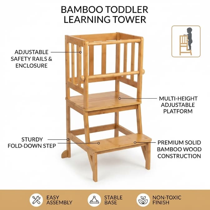 Bamboo Toddler Tower high quality