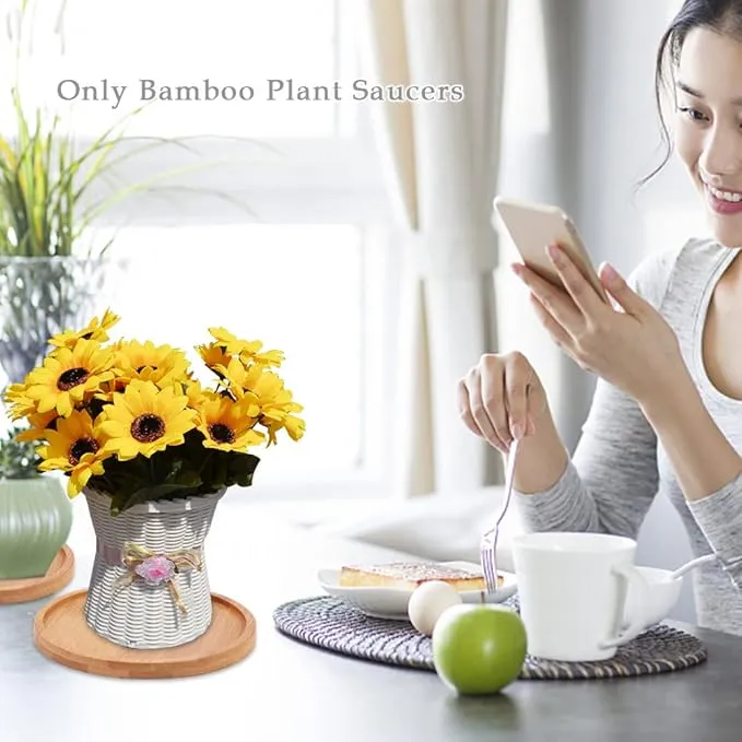 Round Bamboo Coasters For Planters