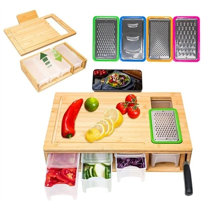 Bamboo Cutting Board with Containers Bamboo Cutting Board with Containers